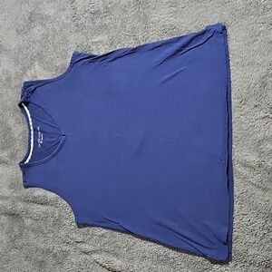 Carol Hochman Navy Blue Sleeveless Shirt V Neck Tank Top 100% Cotton Size M